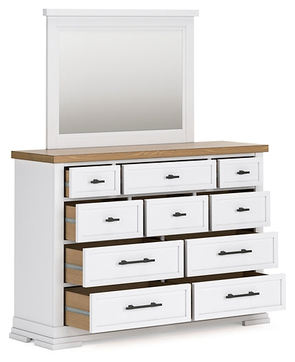 Ashbryn California King Panel Storage Bed with Mirrored Dresser, Chest and Nightstand