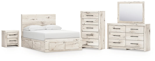 Lawroy Full Panel Storage Bed with Mirrored Dresser, Chest and Nightstand