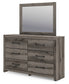 Graystorm Queen Panel Bed with Mirrored Dresser