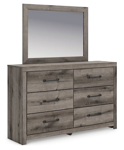 Graystorm Full Panel Bed with Mirrored Dresser, Chest and Nightstand