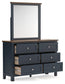 Landocken Full Panel Headboard with Mirrored Dresser and Nightstand