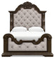 Maylee Queen Upholstered Bed with Mirrored Dresser, Chest and Nightstand